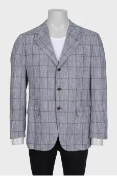 Men's grey cashmere and linen printed jacket