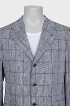 Men's grey cashmere and linen printed jacket
