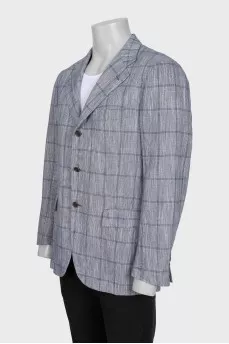 Men's grey cashmere and linen printed jacket