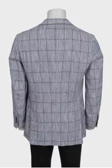 Men's grey cashmere and linen printed jacket
