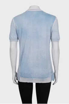 Blue cashmere and silk t-shirt