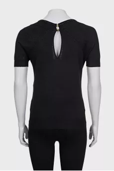Black straight t-shirt with a slit