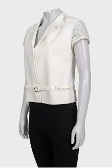 White jacket with lace back