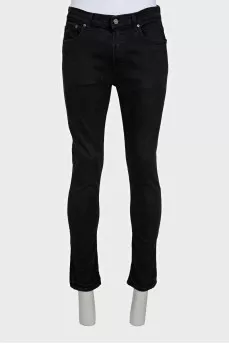 Men's black straight-leg jeans