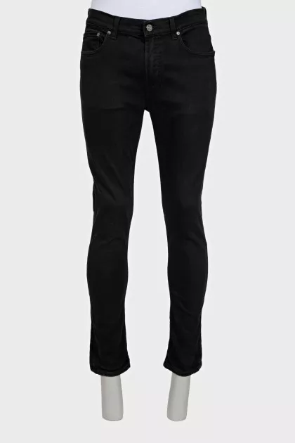 Men's black straight-leg jeans