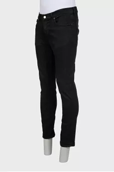 Men's black straight-leg jeans