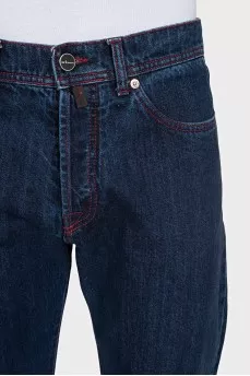 Men's blue straight-leg jeans