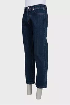 Men's blue straight-leg jeans