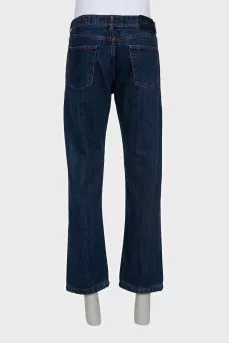 Men's blue straight-leg jeans