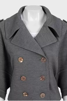 Cropped grey double-breasted coat