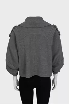 Cropped grey double-breasted coat