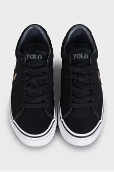 Black textile sneakers with a branded patch