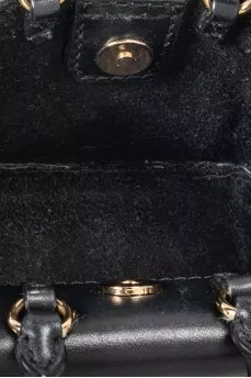 Black leather mini bag with gold-tone decorative chain