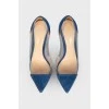 Stiletto heels, suede, with transparent inserts