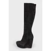 Black boots with wedges