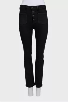 Black boot cut fit button-up jeans