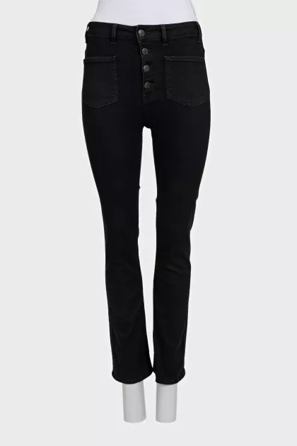 Black boot cut fit button-up jeans