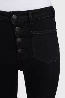 Black boot cut fit button-up jeans