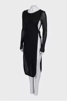 Black maxi dress with tie slits