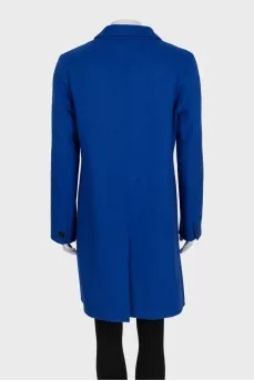 Straight-cut blue wool coat