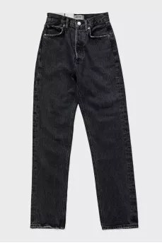 Dark gray straight fit jeans with tag