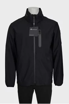 Men's black zip-up jacket with tag