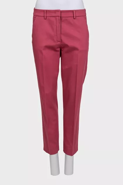 Pink straight-leg trousers with creases