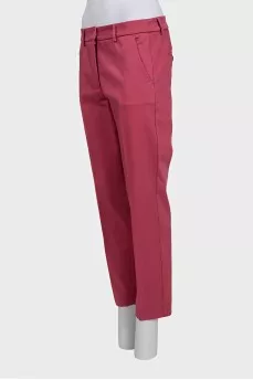 Pink straight-leg trousers with creases