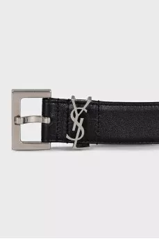 Cassandre leather belt with signature buckle