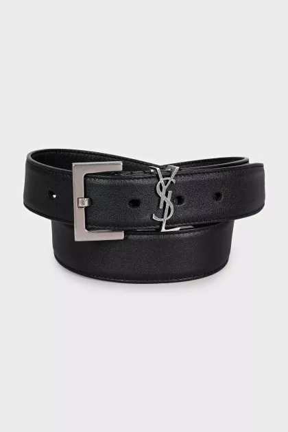 Cassandre leather belt with signature buckle
