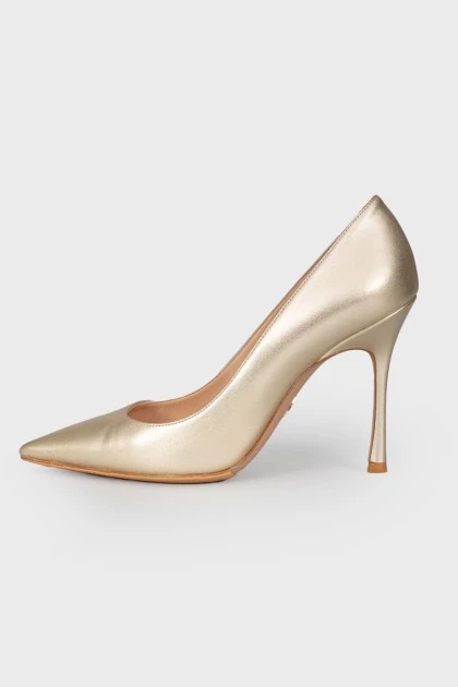 Golden stiletto heels