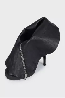 Black leather stiletto ankle boots