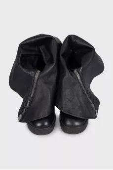 Black leather stiletto ankle boots