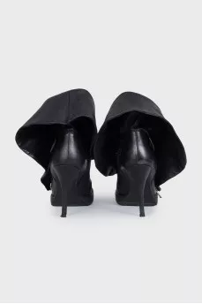 Black leather stiletto ankle boots