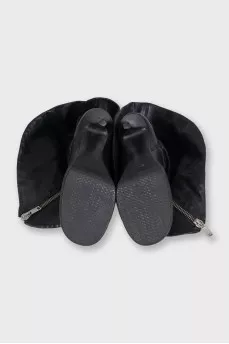 Black leather stiletto ankle boots