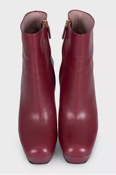 Leather ankle boots with heels and high soles