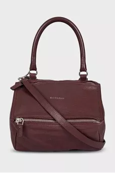 Burgundy leather bag with silver hardware