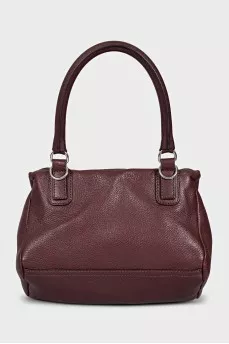 Burgundy leather bag with silver hardware
