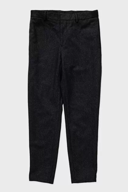 Men's grey tapered wool trousers