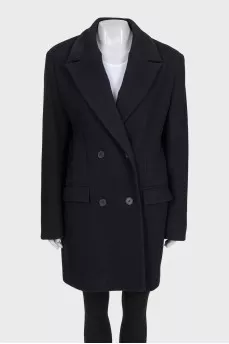 Double-breasted black coat