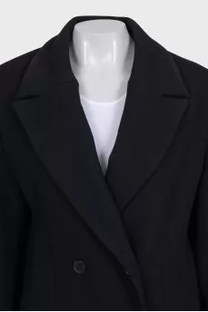 Double-breasted black coat