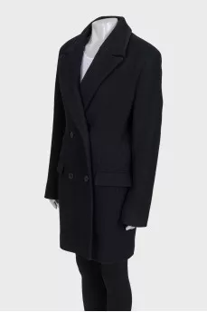 Double-breasted black coat
