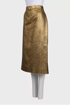 Gold midi skirt with tag