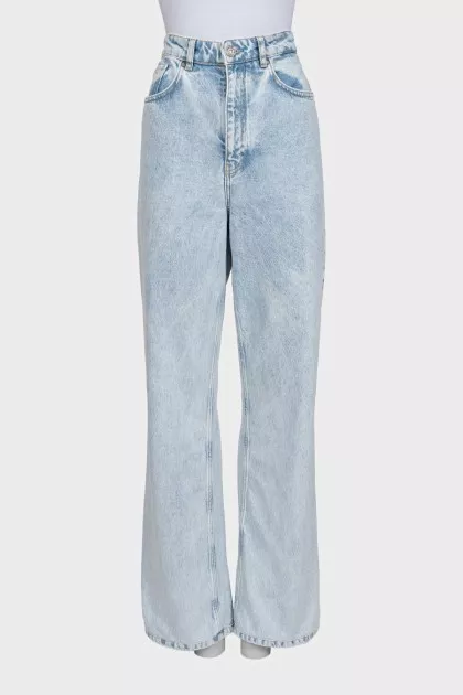 Light blue high-rise straight jeans