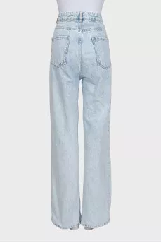 Light blue high-rise straight jeans