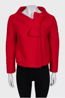 Red cropped coat with a bow