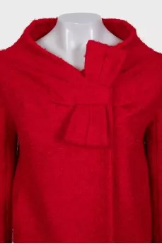 Red cropped coat with a bow