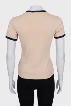 Beige T-shirt with black trim