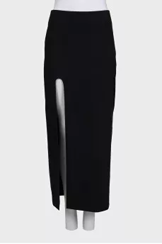 Black bodycon skirt with a slit