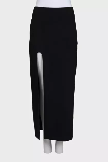 Black bodycon skirt with a slit